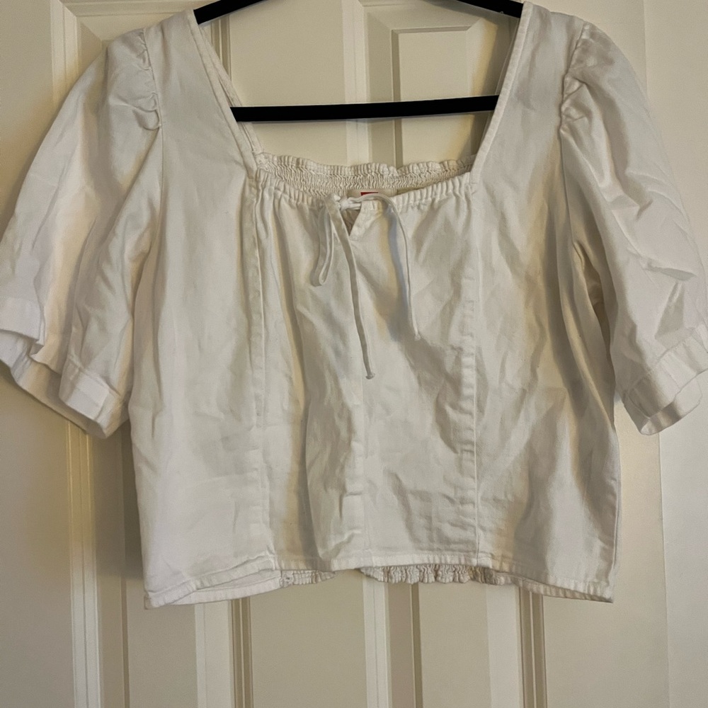 Levi's Cream Puff Sleeve Crop Blouse